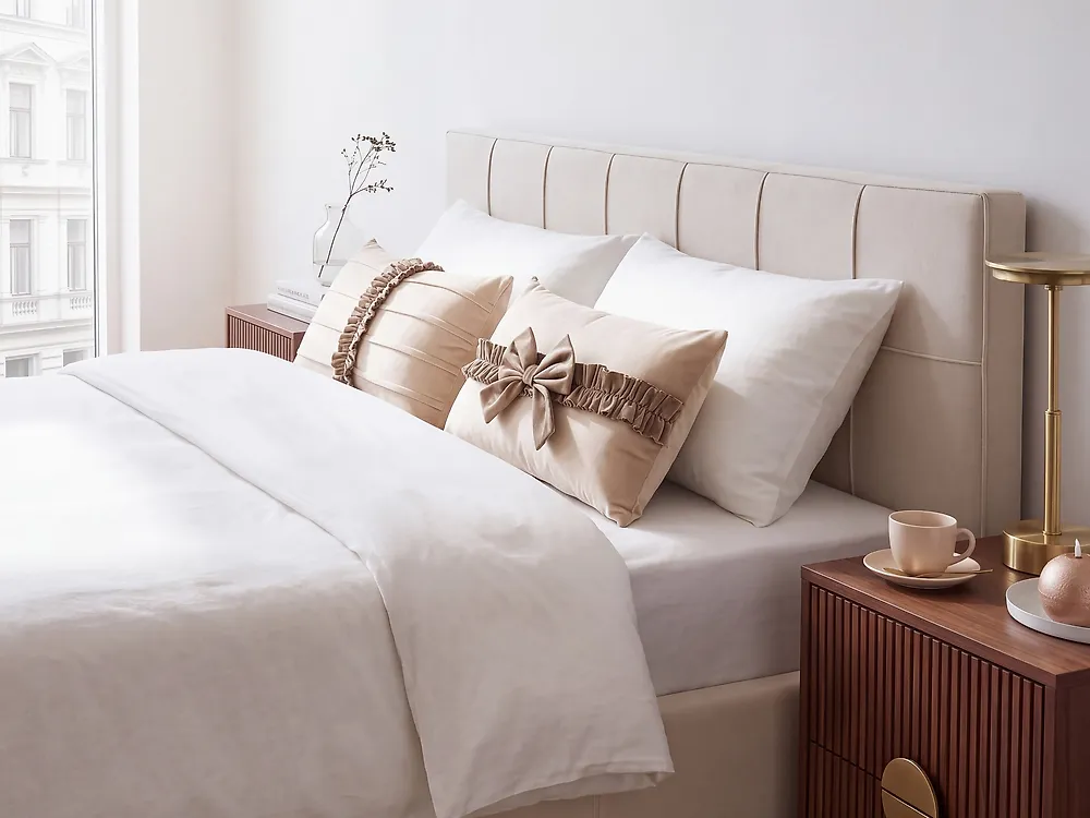 Dekokissen 2er Set BELLE 30 x 50 cm Samtstoff Hellbeige Ohne Muster_1168729
