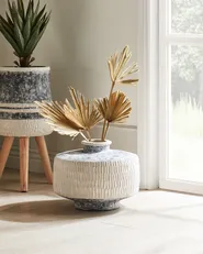 Blumenvase DEKSATI 32 cm Keramik Beige_937033
