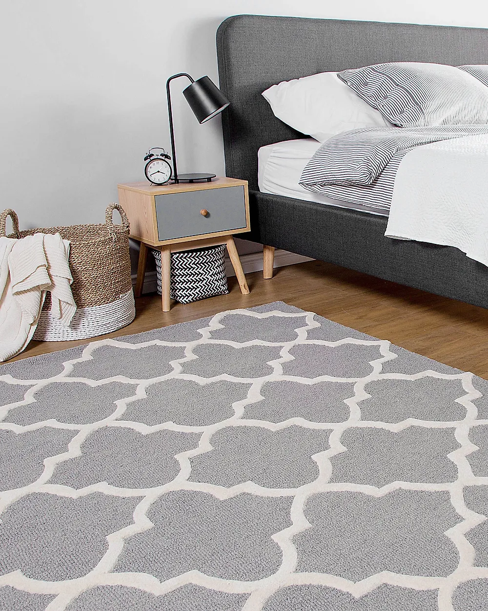 Rug SILVAN Light Grey 80 x 150 cm Wool_1182397