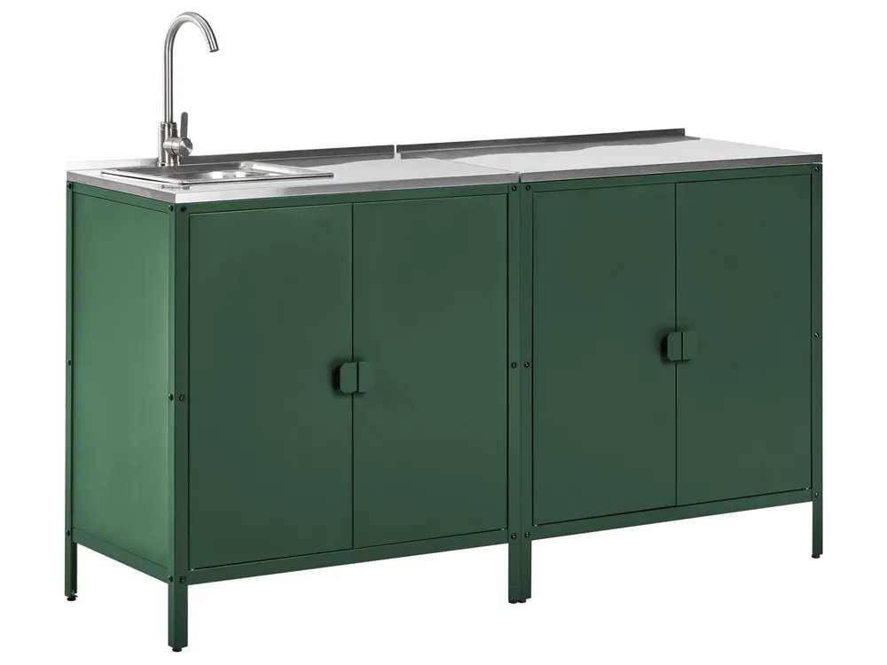 2 Piece Outdoor Kitchen Set with Sink VILAMA Green Metal