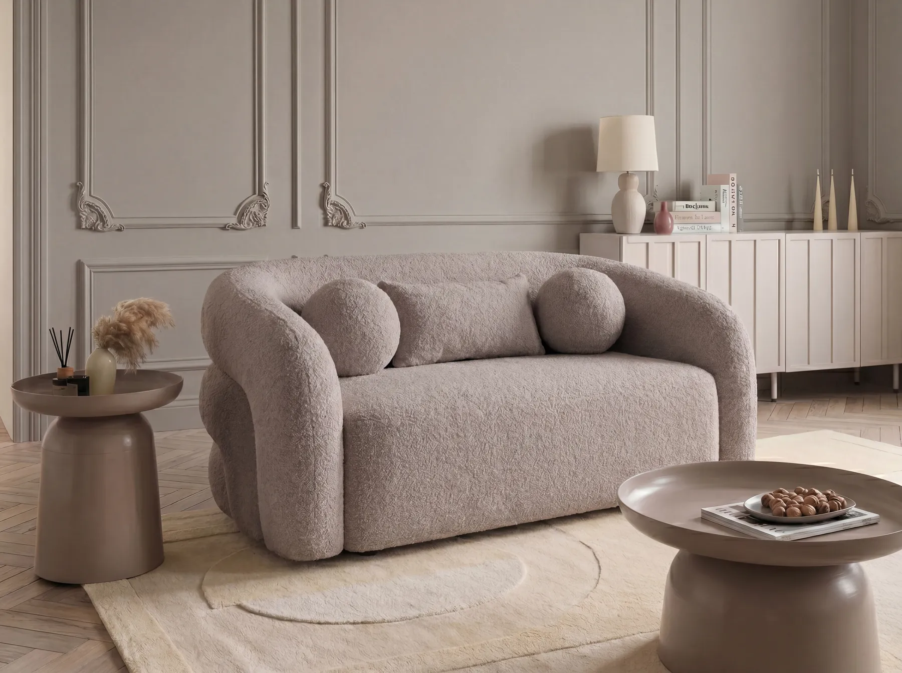Sofa 2-Sitzer EGEDAAL Bouclé Taupe_1053486