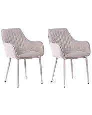 Set of 2 Dining Chairs WELLSTON Fabric Beige_1156636