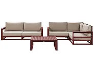 Lounge Set mit Tisch 4-Sitzer TIMOR modular Akazienholz Dunkelrot_856577