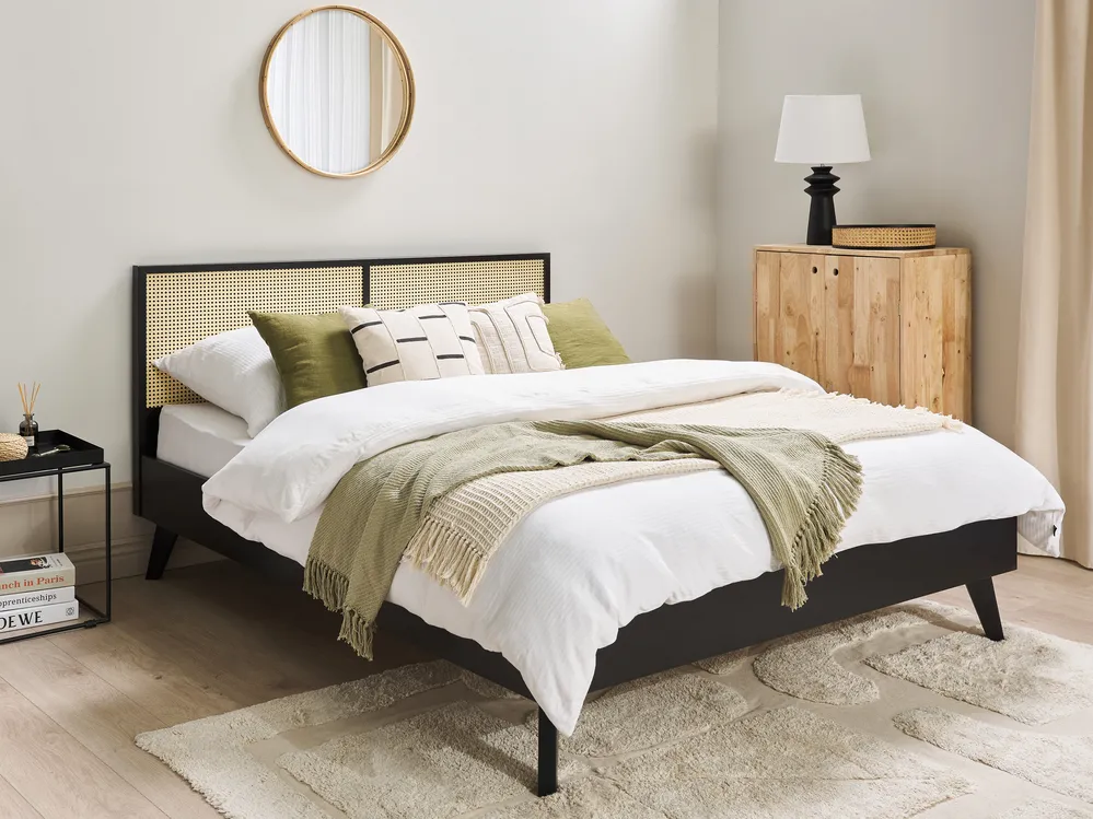 Bed Rattan MONPAZIER 160 x 200 cm (EU King Size) Black_863608