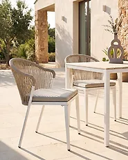 Set of 2 Garden Chairs with Cushions PARANEA Metal Beige_1179571