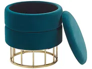 Pouf mit Stauraum ELGIN Samtstoff Blaugrün_772395