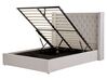 Bett mit Stauraum LUBBON Samtstoff Hellgrau 160 x 200 cm