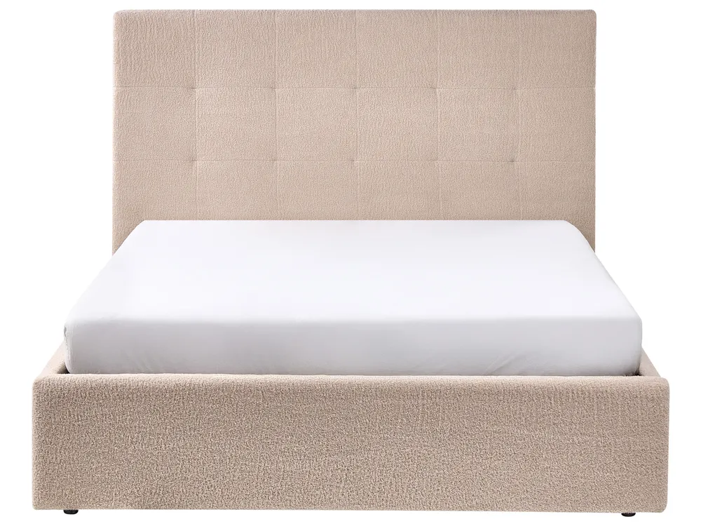 Bett mit Stauraum LORIENT Bouclé Beige 140 x 200 cm_1040224