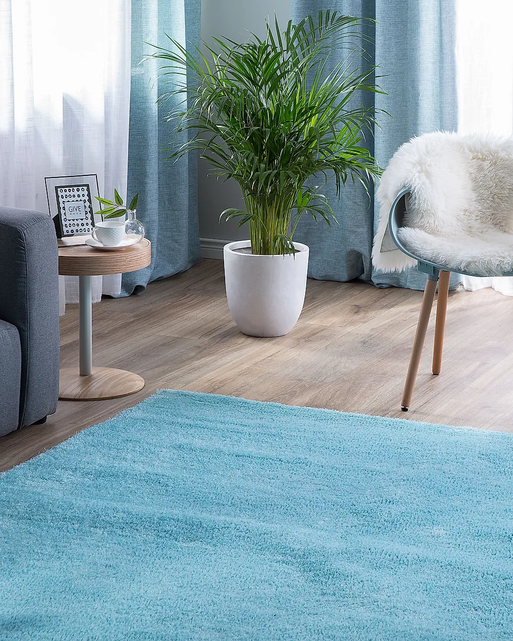 Shaggy Rug DEMRE Light Blue 140 x 200 cm_1176015