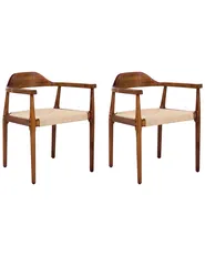 Lot de 2 chaises de salle à manger OAKDALE Bois Marron foncé/beige_985729