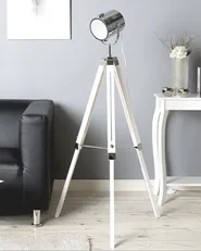 Floor Lamp ALZETTE Pine Wood White_743602