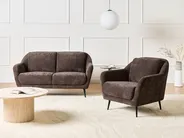 Living Room Set 3 Seater EIBY Chenille Dark Brown_1004236