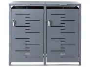 Doppel-Mülltonnenbox 480 L PERISSA Metall Dunkelgrau_1073482