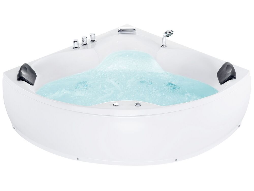 Corner Hot Tub with LED SENADO 2050 x 1500 mm White