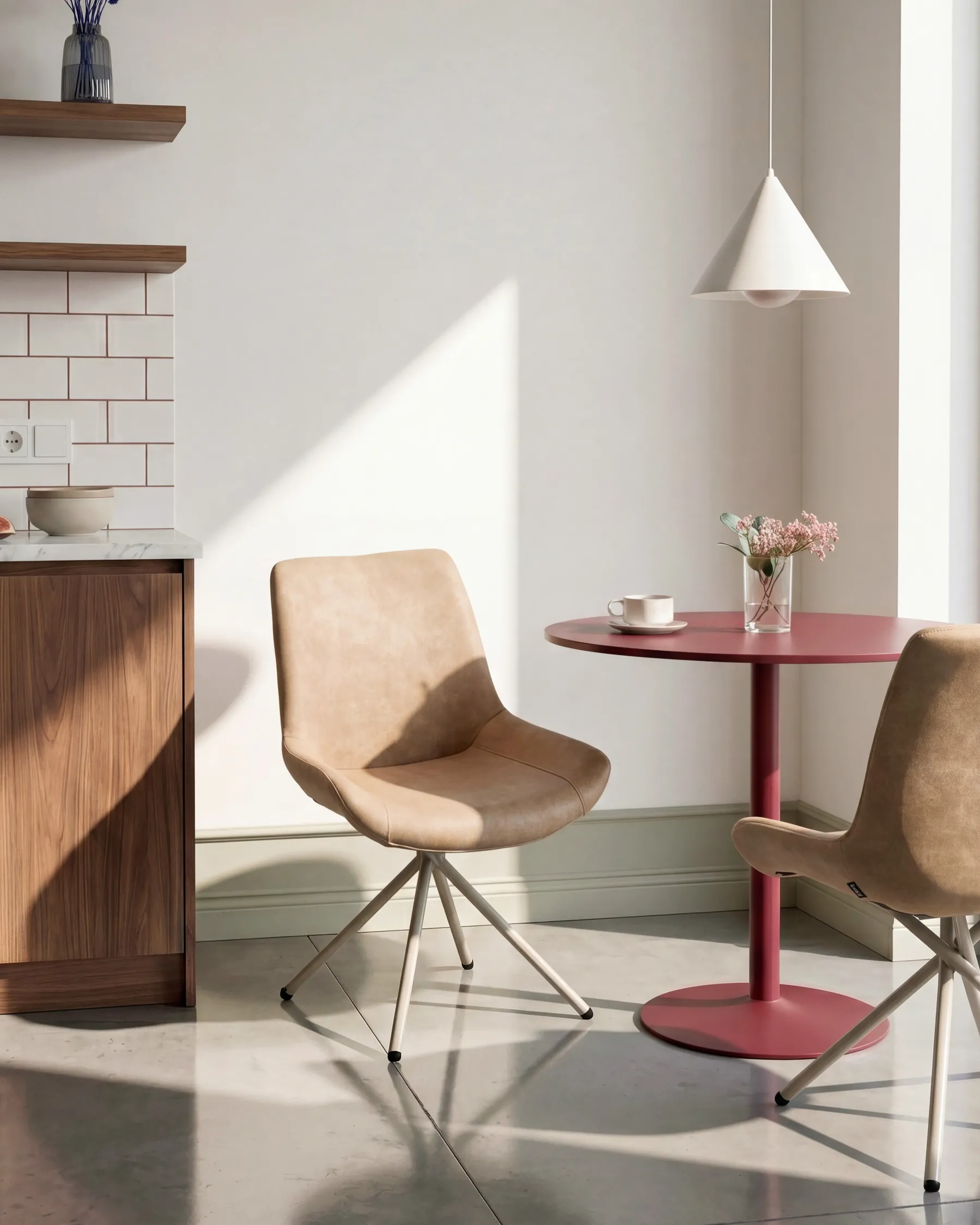 Esszimmerstuhl 2er Set HAILEY Kunstwildleder Beige_1077945