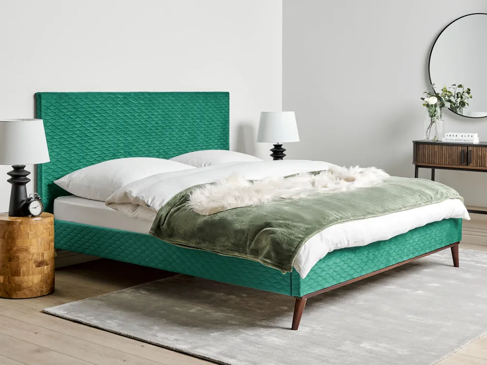 Bett mit Lattenrost Samtstoff BAYONNE 180 x 200 cm Grün