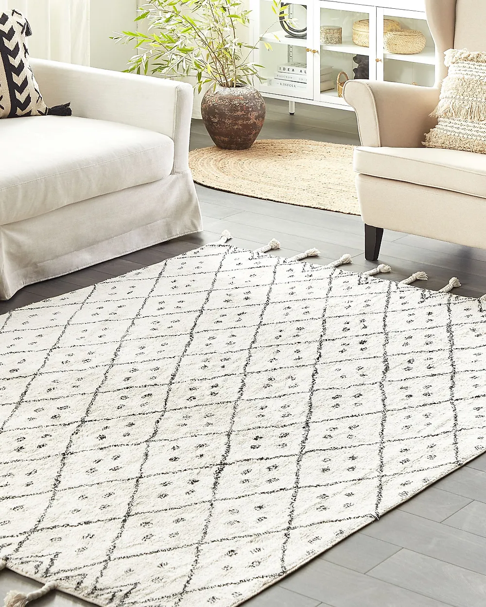 Teppich AGADIR Cremeweiß 160 x 230 cm Baumwolle_1178961