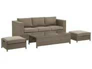 Lounge Set mit Tisch 5-Sitzer BELLUNO Polyrattan Braun_777243