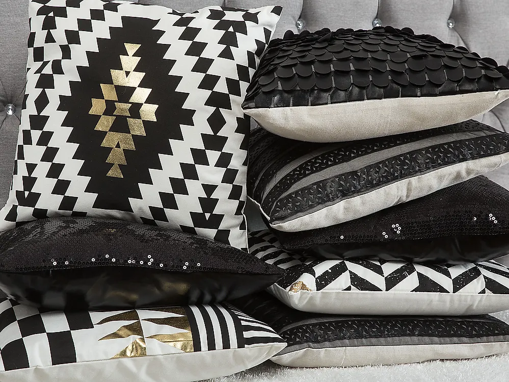 Set of 2 Decorative Cushions HELCONIA 45 x 45 cm Cotton Multicolour Geometric Pattern_1178513