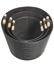 Aufbewahrungskorb 3er Set ARAM Kunstleder Schwarz_954498