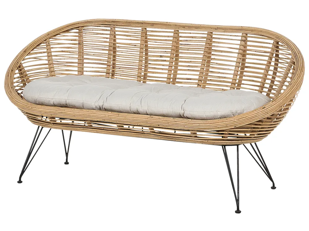 Lounge Set mit Tisch 4-Sitzer MARATEA/CESENATICO Rattan Naturfarben_878794