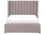 Bett mit Stauraumbank NOYERS Samtstoff Grau 140 x 200 cm_920482