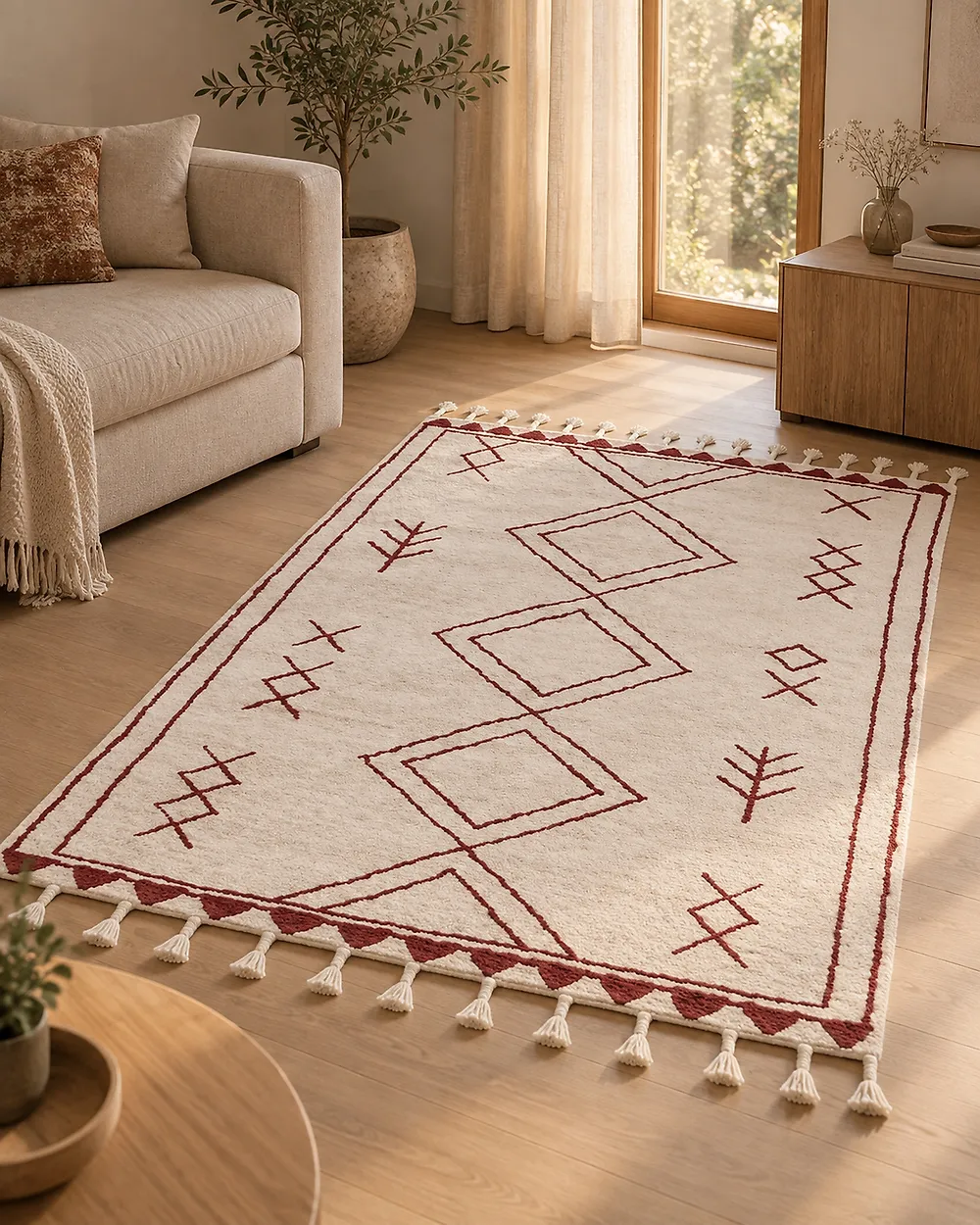 Teppich KENITRA Cremeweiß 160 x 230 cm Baumwolle