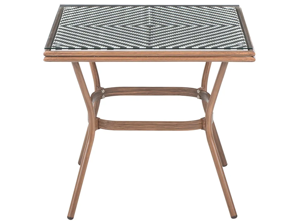 Outdoor Bistrotisch CASPRI 80 cm 80 cm Glas Schwarz / Weiß_990544