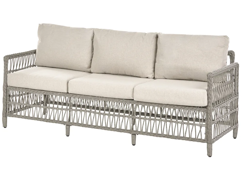 Garden Sofa with Ottoman 3 Seater OFENA PE Rattan Grey_1080038