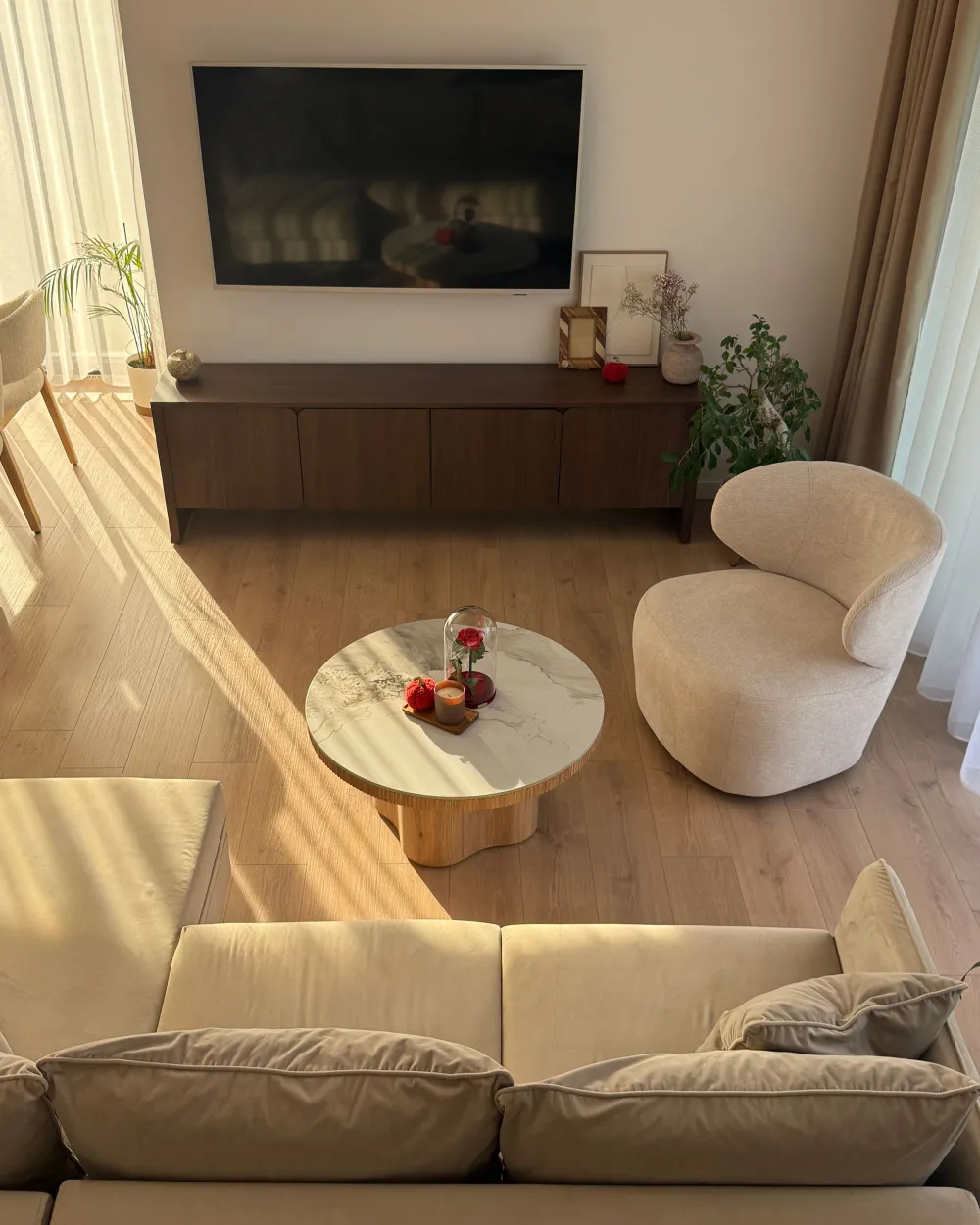 Draaifauteuil ALVDAL Stof Lichtbeige_1187951