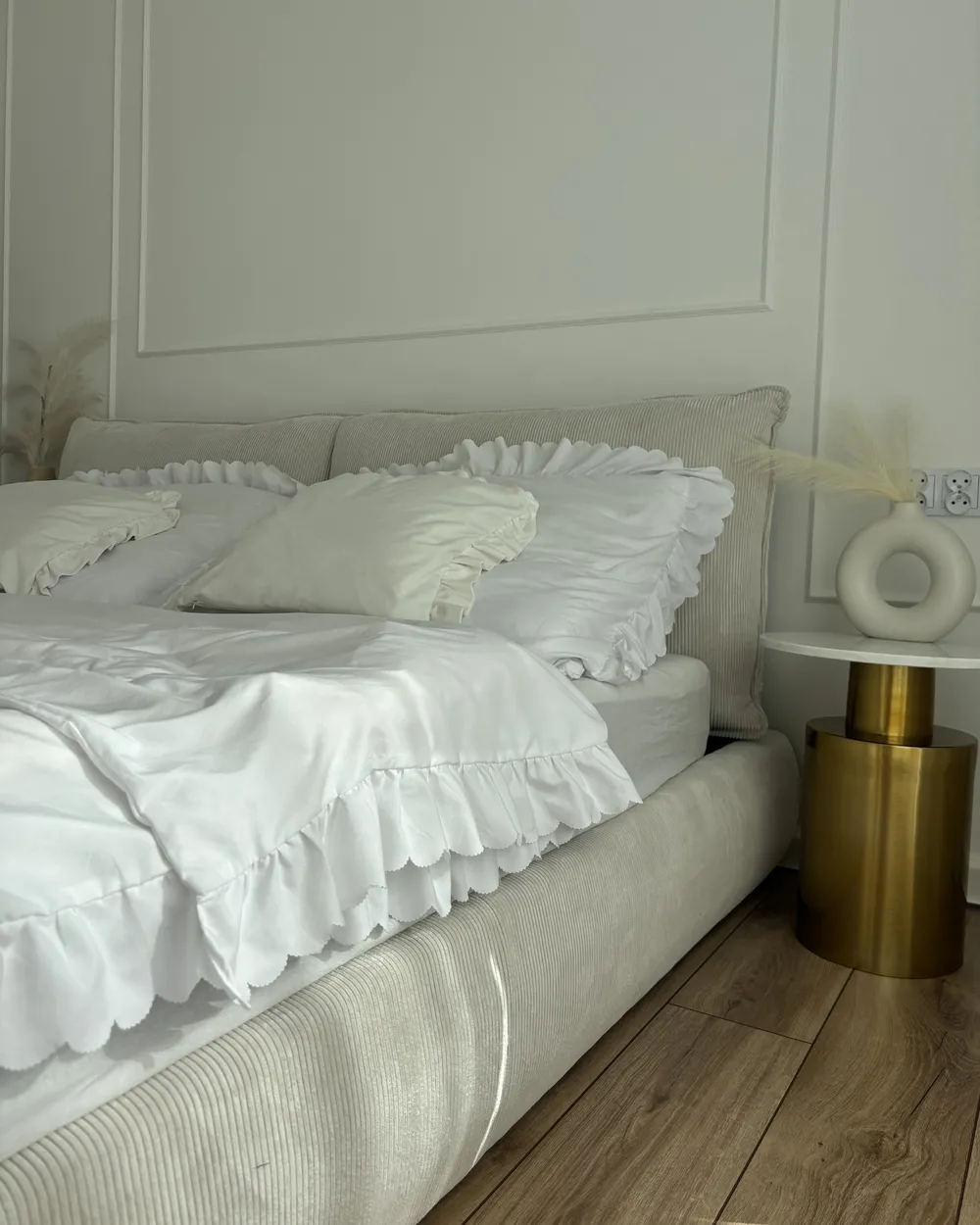 Wasserbett Cord VINAY 160 x 200 cm Hellbeige_937874