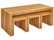 Gartenmöbel Set mit Bänken und Hockern 6-Sitzer BELLANO Akazienholz Braun_921989