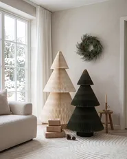 Weihnachtsdekoration 2er Set VEFSNA 90/122 cm Weihnachtsbaum Beige / Grün_1082998