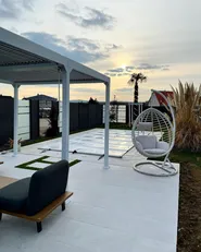 Hängesessel mit Gestell FANO Polyrattan Weiß_807408