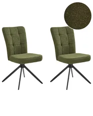 Esszimmerstuhl 2er Set drehbar RYAN Bouclé Grün_1042433