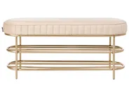 2 Tier Shoe Bench VERGENNES Velvet Beige_1021988