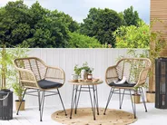 Bistro Set inkl. Kissen TROPEA II Polyrattan Naturfarben_899251
