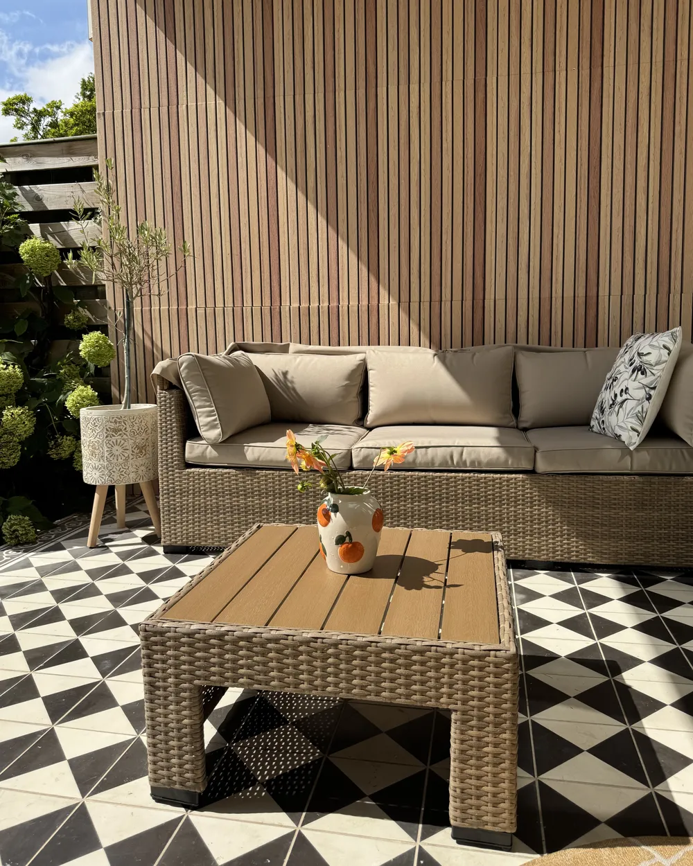 Lounge Set mit Tisch 5-Sitzer COCCOLIA modular Polyrattan Beige_1031090