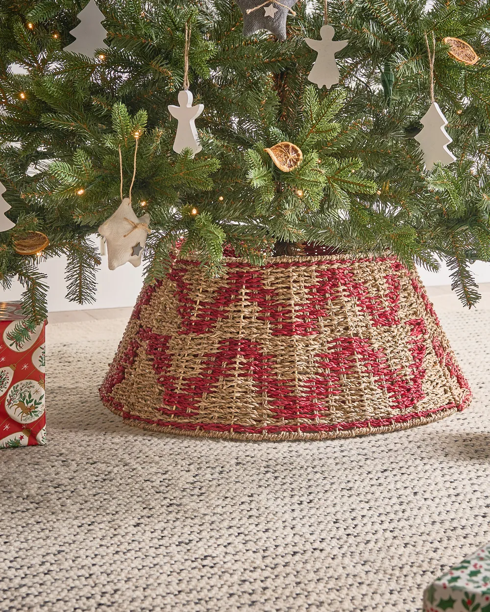 Weihnachtsbaumkragen GLACE 60 cm Seegras Rot