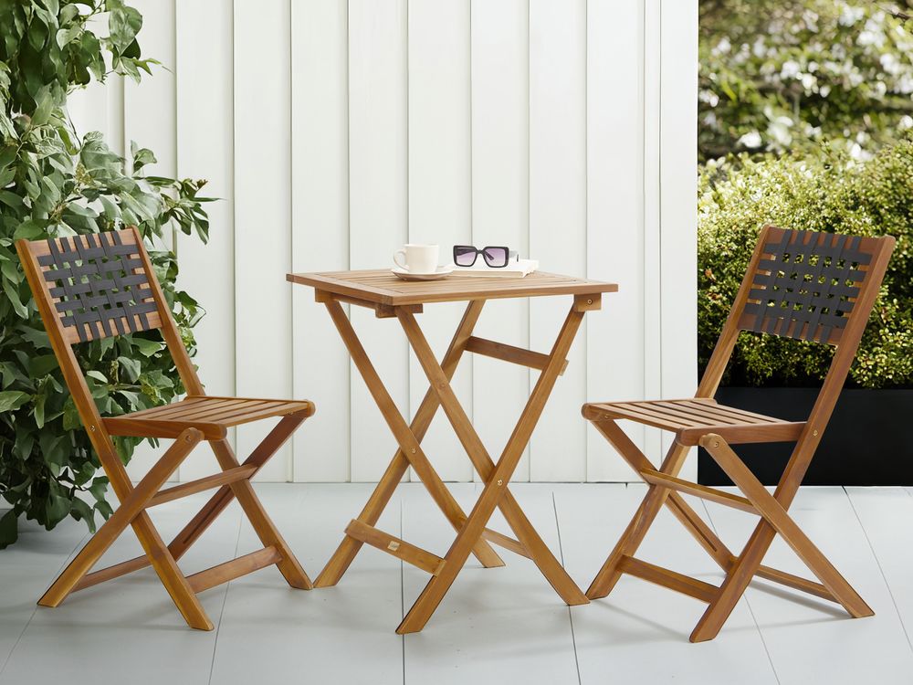 Bistro set CONIOLO Drvo akacije smeđa/crna