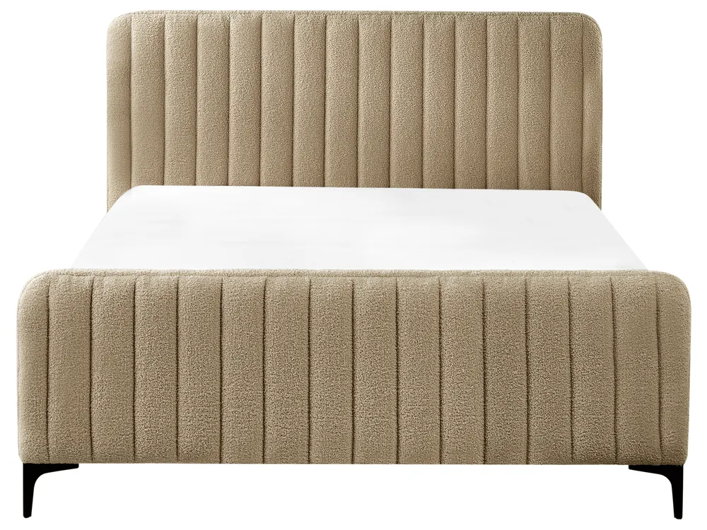 Bett mit Lattenrost Bouclé LUNAN 140 x 200 cm Taupe_960876