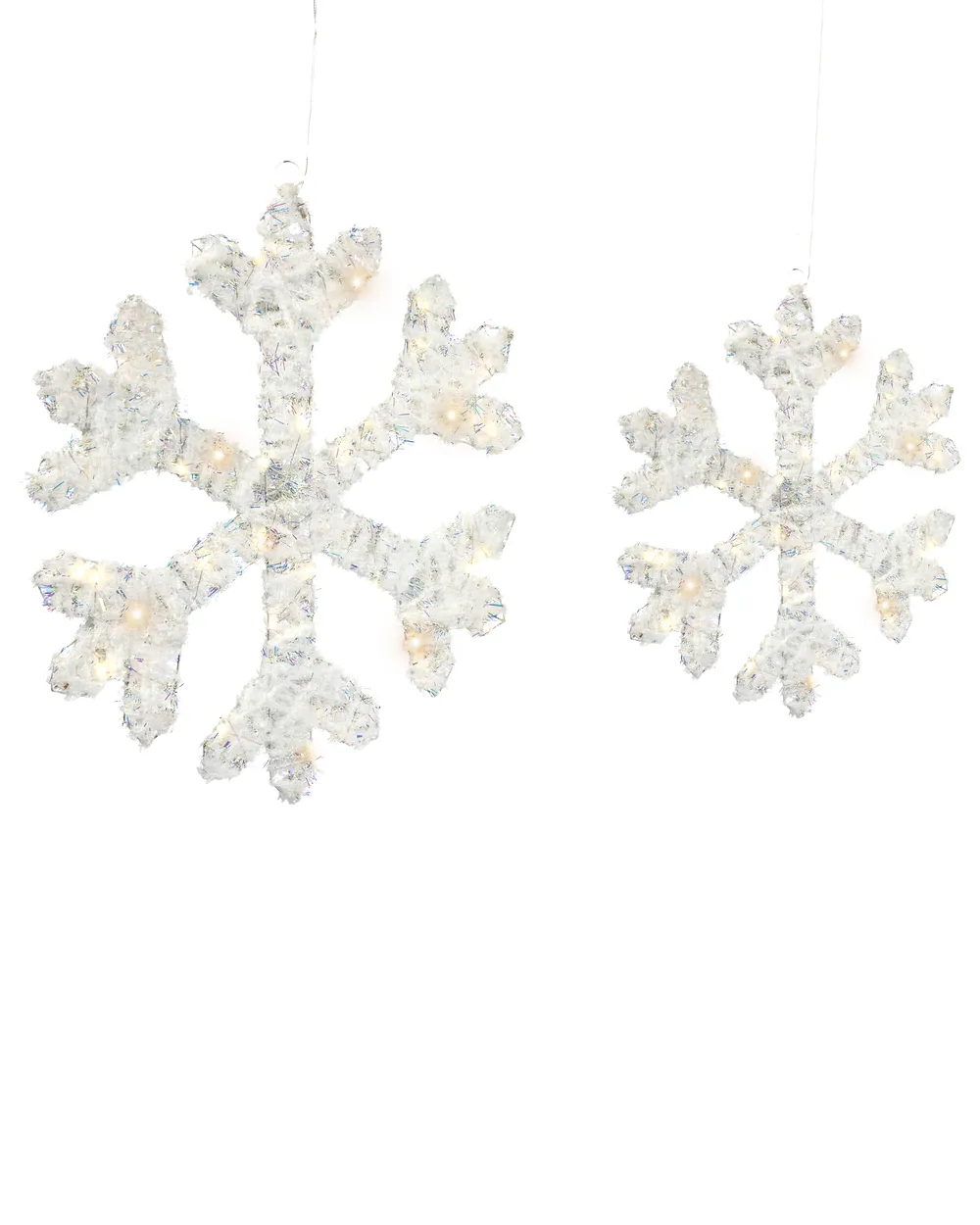 Weihnachtsdekoration 2er Set LED GURRE 40/50 cm Schneeflocke Weiß