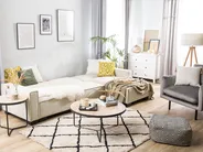 Corner Sofa Bed 3 Seater ROMEDAL Fabric Beige Left Hand_748927