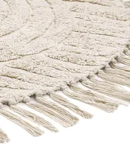 Teppich HALFETI Hellbeige ø 140 cm Baumwolle_837568