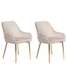 Esszimmerstuhl 2er Set LOVERNA Samtstoff Beige