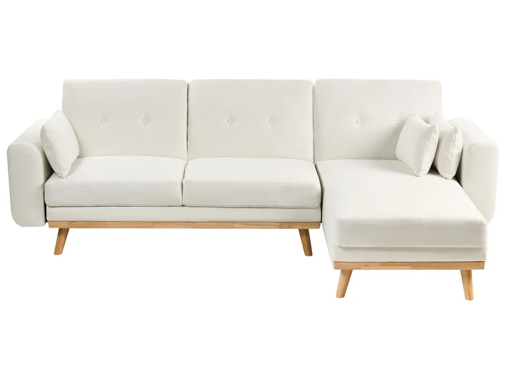 Eckschlafsofa 3-Sitzer KAARINA Stoff Weiß linksseitig