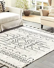 Rug KHOURIBGA Off-White 140 x 200 cm Cotton_1178337