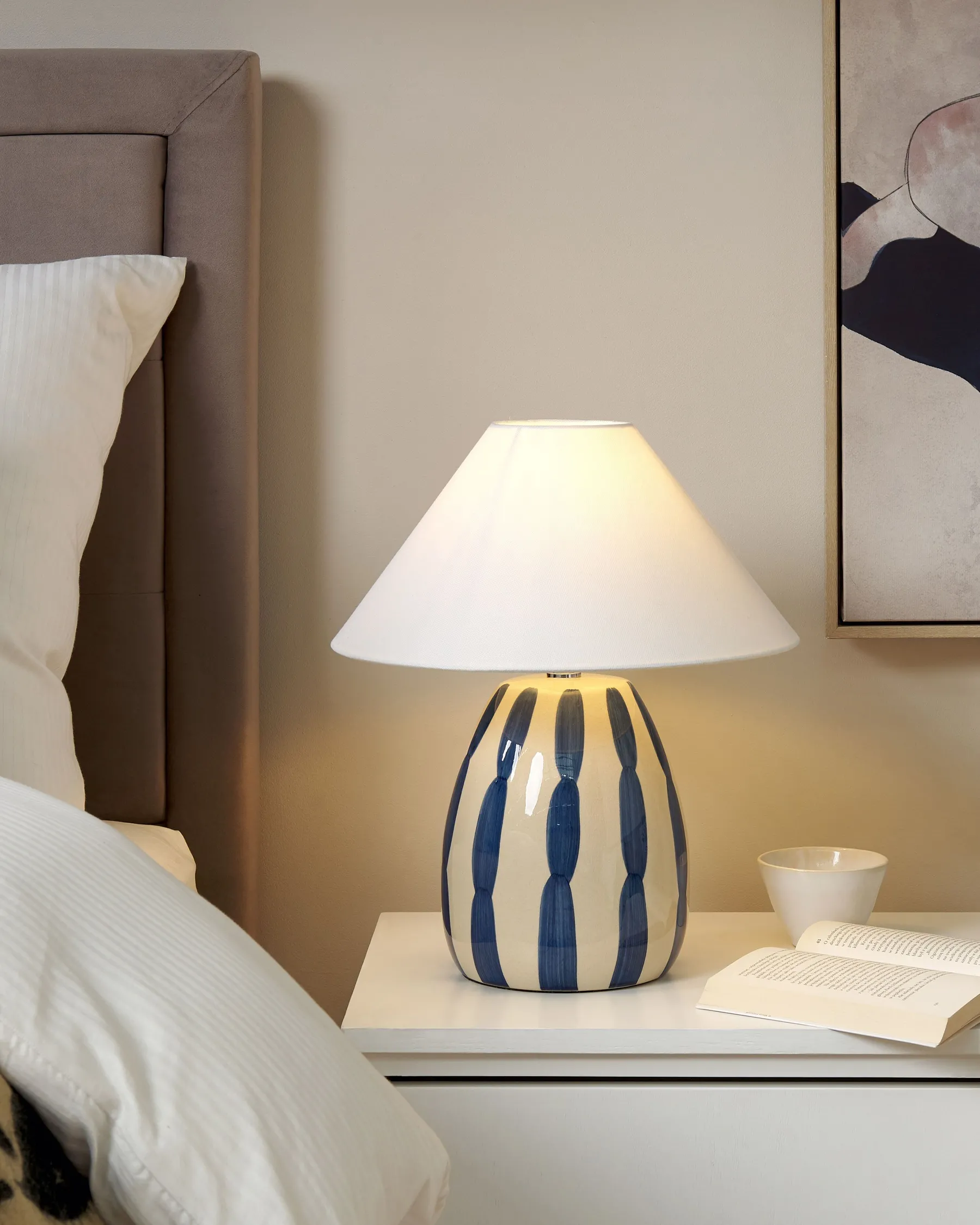 Table Lamp LUCHETTI Ceramic White/ Blue_844181