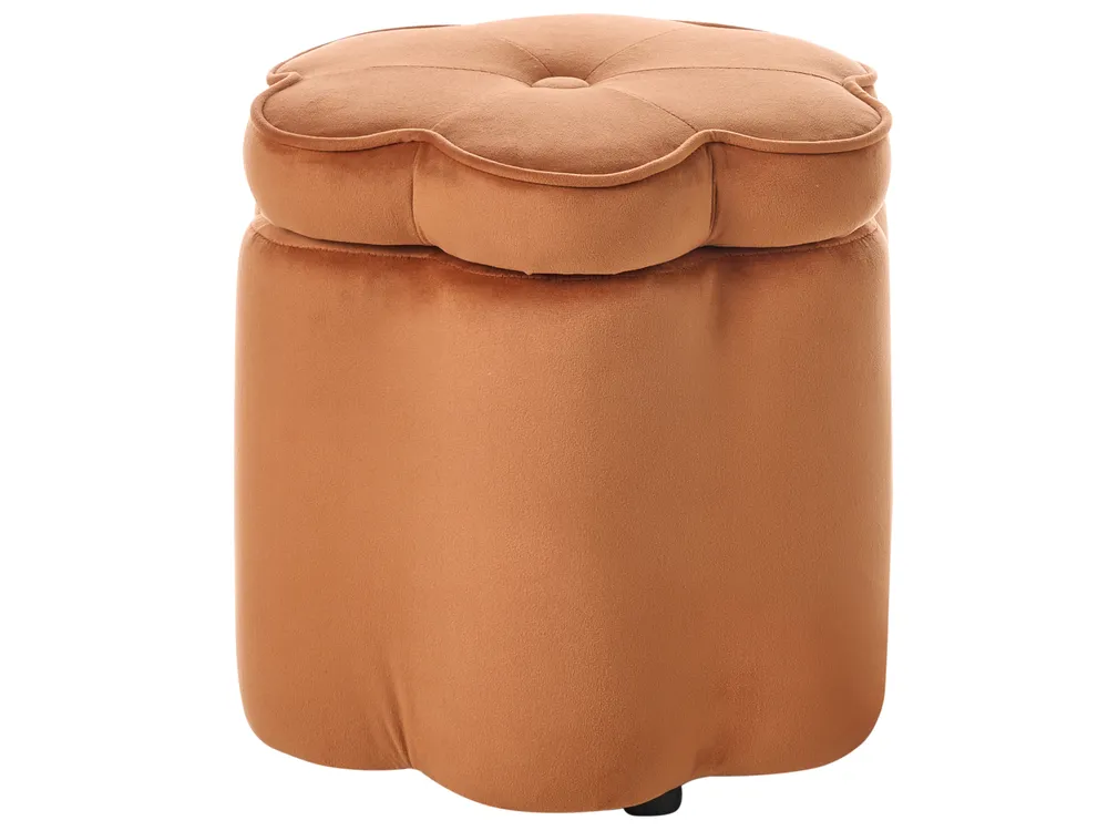 Kinderhocker mit Stauraum FLOWER Blume Samtstoff Orange