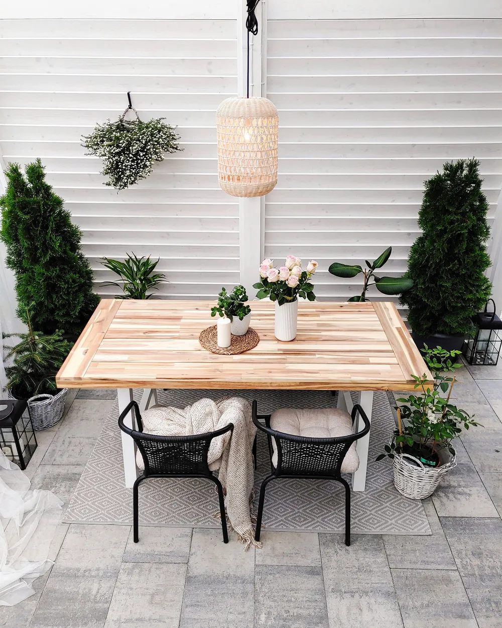 Garden Dining Table SCANIA 170 cm 80 cm Acacia Wood White_779490